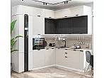Модульный кухонный гарнитур Евро Лайн-04 Антрацит, Агат/Белый 2500x2400/1890x600