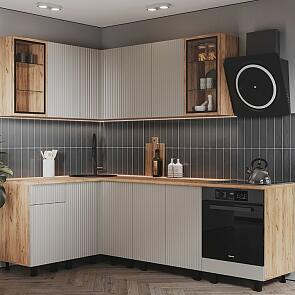 Кухня Оливия NEW 1,4х2,4м (Кашемир, Дуб Крафт (Дуб вотан))