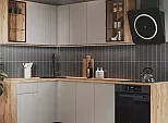 Кухонный гарнитур Оливия Дуб Крафт, Кашемир/Дуб Крафт 2164x2400/1400x600 (Дуб вотан)