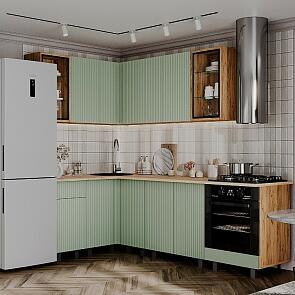 Кухня Оливия NEW 1,4х2,4м (Олива софт, Дуб Крафт (Дуб вотан))