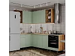 Кухонный гарнитур Оливия Дуб Крафт, Олива софт/Дуб Крафт 2164x2400/1400x600 (Дуб вотан)