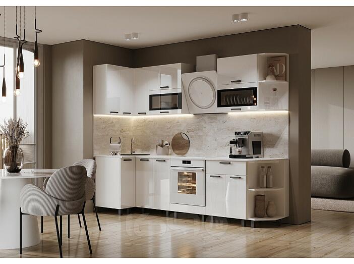 Кухонный гарнитур Техно Белый глянец/Белый 2164x2700/900x600 (Антарес)