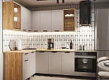 Кухонный гарнитур Техно Дуб Крафт, Холст латте/Дуб Крафт 2164x2400/1400x600 (Дуб вотан)