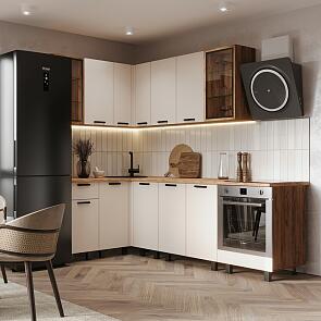 Кухонный гарнитур Техно Кашемир, Дуб Крафт/Дуб Крафт 2164x2400/1400x600 (Дуб вотан)