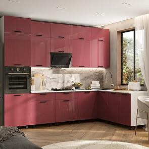 Кухонный гарнитур Техно Марсала глянец/Белый 2499x3000/1800x600 (Антарес)