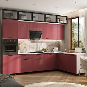 Кухонный гарнитур Техно Марсала глянец/Белый 2499x3000/1800x600 (Антарес)