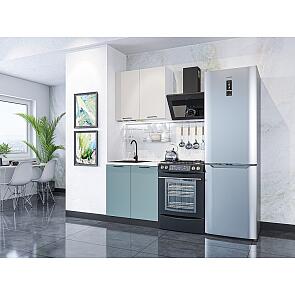 Модульный кухонный гарнитур Флэт-03 Cashmere In 2S, Grey-green In 2S/Graphite/Белый 2140x800x478