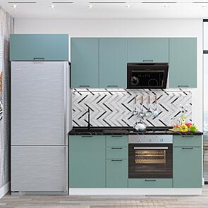 Модульный кухонный гарнитур Флэт-01 Grey-green In 2S/Белый 2140x2600x600