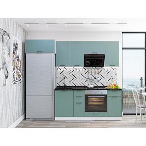Модульный кухонный гарнитур Флэт-01 Grey-green In 2S/Белый 2140x2600x600