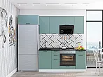 Модульный кухонный гарнитур Флэт-01 Grey-green In 2S/Белый 2140x2600x600