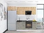 Модульный кухонный гарнитур Флэт-01 Temple Stone 2S, Wotan Oak 2S/Белый 2140x2600x600