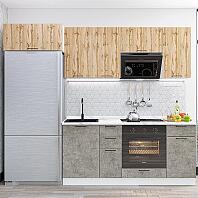 Модульный кухонный гарнитур Флэт-01 Temple Stone, Wotan Oak/Белый 2140x2600x600