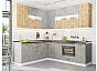 Модульный кухонный гарнитур Флэт-02 Temple Stone 2S, Wotan Oak 2S/Белый 2340x2390/1700x600