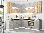 Модульный кухонный гарнитур Флэт-02 Temple Stone 2S, Wotan Oak 2S/Белый 2340x2390/1700x600
