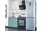 Модульный кухонный гарнитур Флэт-03 Cashmere In 2S, Grey-green In 2S/Graphite/Белый 2140x800x478