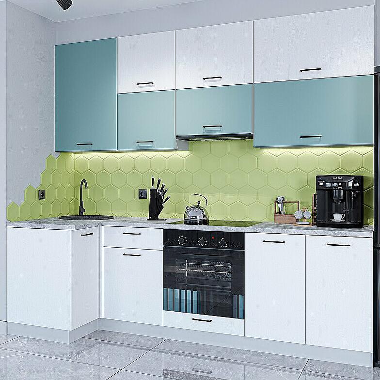 

Кухня угловая Флэт-04 Grey-green In 2S/White In 2S/Белый 2340*1000/2500*600