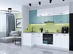 Модульный кухонный гарнитур Флэт-04 Grey-green In 2S, White In 2S/Белый 2340x1000/2500x600