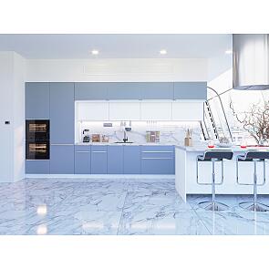 Модульный кухонный гарнитур Фьюжн-02 Silky Blue, Silky White/Белый 2140x4400x600