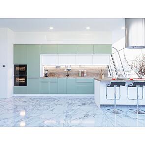 Модульный кухонный гарнитур Фьюжн-02 Silky Mint, Silky White/Белый 2140x4400x600