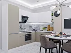 Модульный кухонный гарнитур Фьюжн-04 Silky Grey, Silky White/Белый 2140x2500/1800x600
