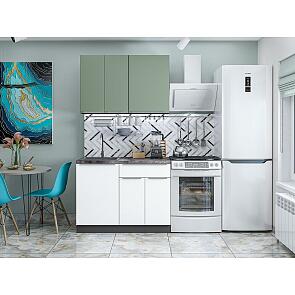 Модульный кухонный гарнитур Фьюжн-05 Silky Mint, Silky White/Белый 2140x1000x600