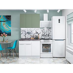 Модульный кухонный гарнитур Фьюжн-05 Silky Mint, Silky White/Белый 2140x1000x600