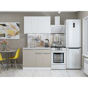 Модульный кухонный гарнитур Фьюжн-05 Silky Grey, Silky White/Белый 2140x1000x600