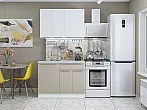 Модульный кухонный гарнитур Фьюжн-05 Silky Grey, Silky White/Белый 2140x1000x600
