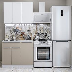 Модульный кухонный гарнитур Фьюжн-05 Silky Grey, Silky White/Белый 2140x1000x600