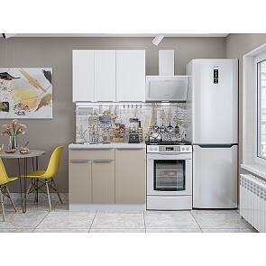 Модульный кухонный гарнитур Фьюжн-05 Silky Grey, Silky White/Белый 2140x1000x600