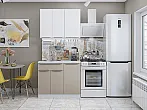 Модульный кухонный гарнитур Фьюжн-05 Silky Grey, Silky White/Белый 2140x1000x600