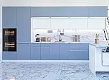 Модульный кухонный гарнитур Фьюжн-02 Silky Blue, Silky White/Белый 2140x4400x600