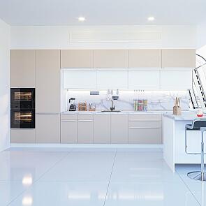 Модульный кухонный гарнитур Фьюжн-02 Silky Grey, Silky White/Белый 2140x4400x600
