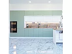 Модульный кухонный гарнитур Фьюжн-02 Silky Mint, Silky White/Белый 2140x4400x600