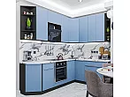 Модульный кухонный гарнитур Фьюжн-04 Silky Blue/Graphite 2340x2200/1800x600