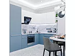 Модульный кухонный гарнитур Фьюжн-04 Silky Blue, Silky White/Белый 2140x2500/1800x600