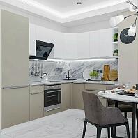 Модульный кухонный гарнитур Фьюжн-04 Silky Grey, Silky White/Белый 2140x2500/1800x600