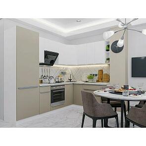 Модульный кухонный гарнитур Фьюжн-04 Silky Grey, Silky White/Белый 2140x2500/1800x600