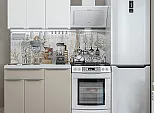 Модульный кухонный гарнитур Фьюжн-05 Silky Grey, Silky White/Белый 2140x1000x600