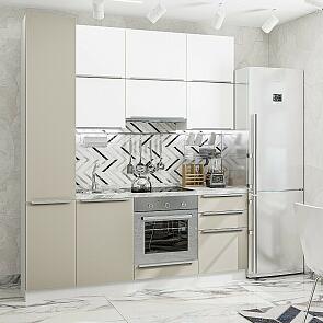 Модульный кухонный гарнитур Фьюжн-06 Silky White, Silky Grey/Белый 2340x2000x600 (Снежный мрамор)