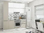 Модульный кухонный гарнитур Фьюжн-06 Silky White, Silky Grey/Белый 2340x2000x600