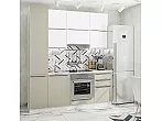 Модульный кухонный гарнитур Фьюжн-06 Silky White, Silky Grey/Белый 2340x2000x600