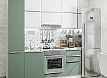 Модульный кухонный гарнитур Фьюжн-06 Silky White, Silky Mint/Белый 2340x2000x600