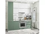 Модульный кухонный гарнитур Фьюжн-06 Silky White, Silky Mint/Белый 2340x2000x600