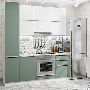 Модульный кухонный гарнитур Фьюжн-06 Silky White, Silky Mint/Белый 2340x2000x600