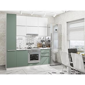 Модульный кухонный гарнитур Фьюжн-06 Silky White, Silky Mint/Белый 2340x2000x600