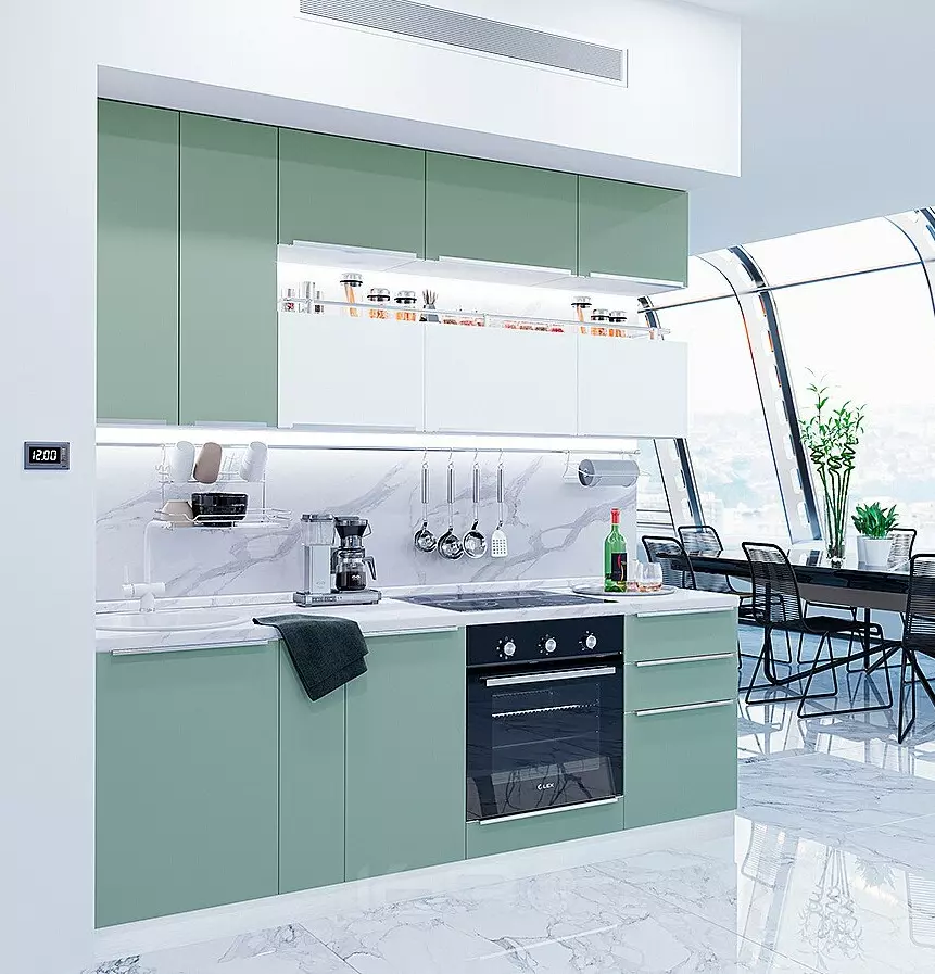 Фьюжн-01 Silky Mint/Silky White Белый 2340*2300*600