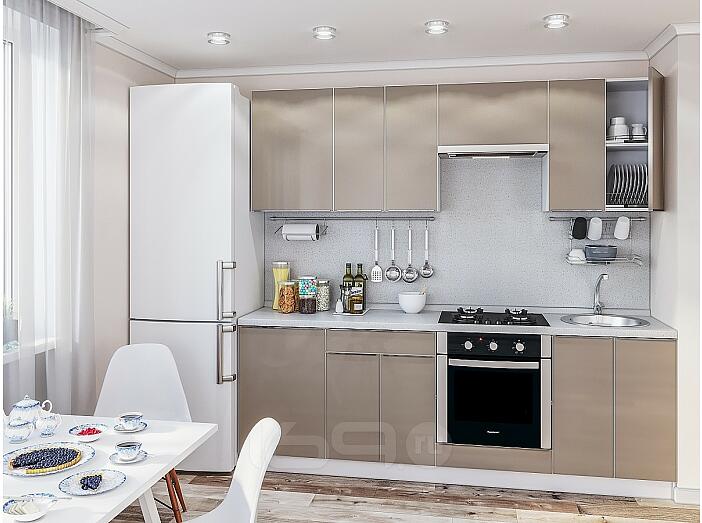 Прямая кухня Фьюжн-AL-01 Cappuccino