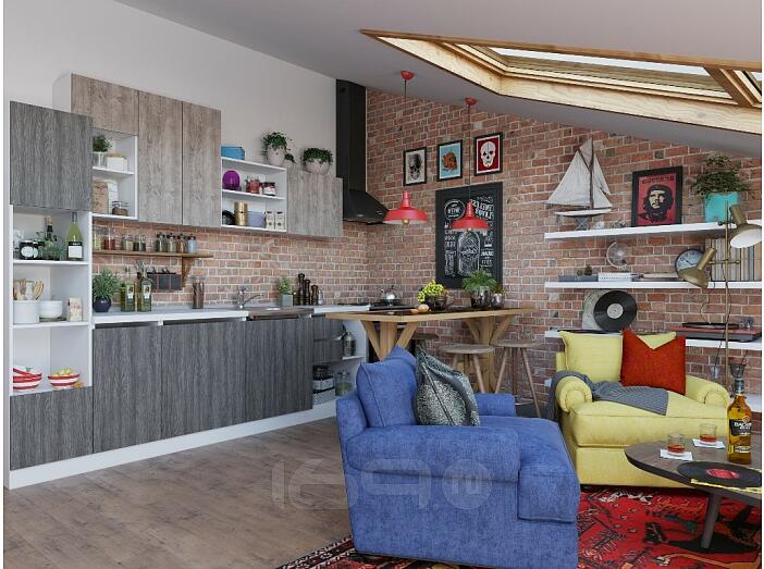 Прямая кухня Куба-02 Боб пайн/Чёрный ясень