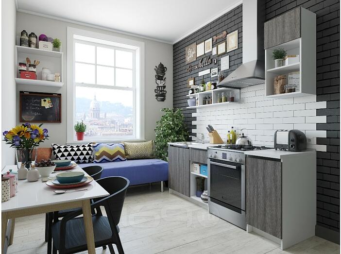 Прямая кухня Куба-03 Черный ясень